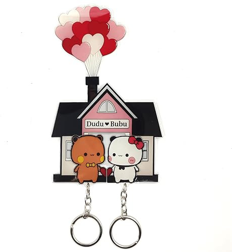 YOKUSHI Bubu and Dudu Porte-clés mural en acrylique pour couple d'ours mignons pour femme, sac à dos, clés de voiture, cadeau (B)