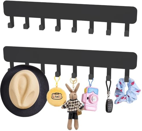 CEWROM 2 Stück Schlüsselbrett Ohne Bohren, mit 8 Haken, Schlüsselleiste Selbstklebend, Schlüsselhalter Wand, Key Holder Wall für Flure, Eingangstüren, Garagen, Badezimmer, Küchen