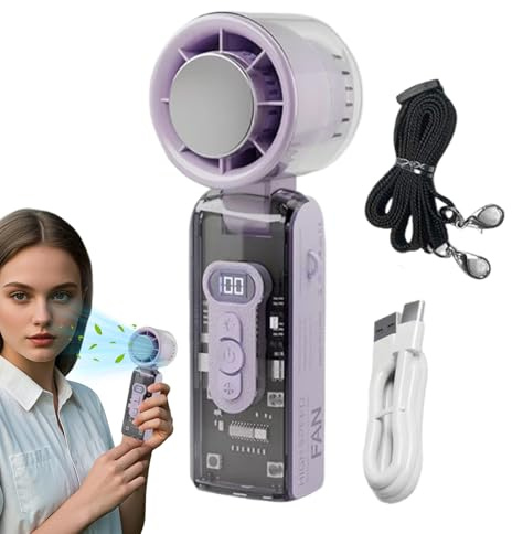 Ventilador de mano, ventilador compacto sin aspas, dispositivo de viaje, linterna enfriador de aire personal para verano, al aire libre, playa, camping, escritorio, niños, adultos, portátil, portátil