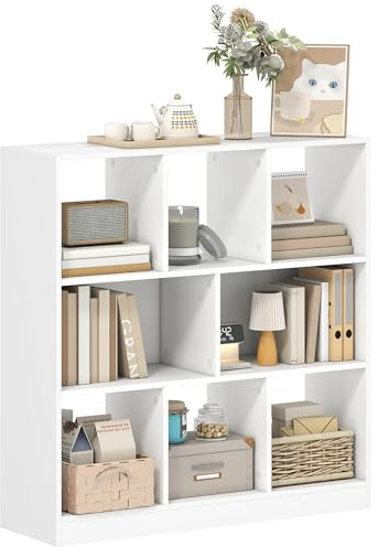 HOMCOM Bücherregal Standregal mit 8 Fächern für Wohnzimmer Büro Weiß | Aufbewahrungsregal, Würfelregal, Bücherschrank, Schlafzimmer