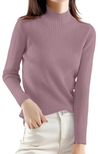 QJDFLL Pull élégant à col roulé et Manches Longues, Coupe ajustée, en Tricot, Doux Chaud, idéal pour l Hiver, Une Tenue décontractée ou superposer(Café,L)