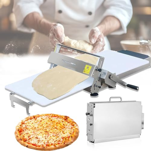 ORIDLECTAL Manuelle Teigausrollmaschine Edelstahl + PE, Teigroller Maschine für Pizza/Brot/Blätterteig/Croissants, Faltbare Teigausrollmaschine mit faltbar TYPE400