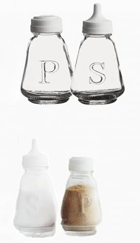 BACKCARE ® Ravenhead Essentials Glass Salt & Pepper Pots - Serving Bottle - Shaker Cap Top - Clear -1x Salt 1x Pepper Pack of 2