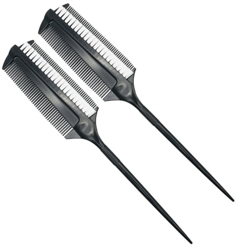 DECORNIJIA Pinceaux Applicateurs de Coloration Capillaire Double Face 2pcs en Plastique Noir Teinture des Cheveux, pour Salon Professionnel et Coiffure DIY