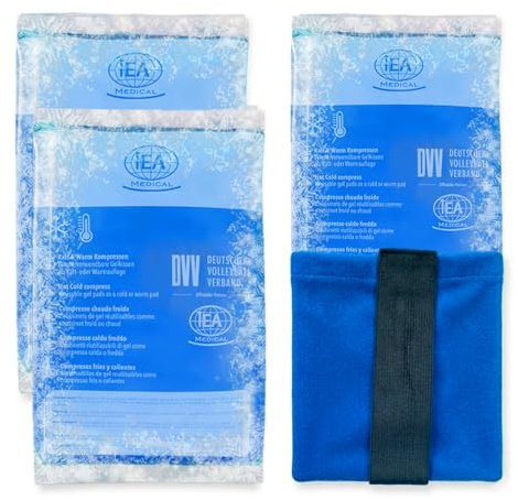 IEA Medical Set di 3 compresse calde, 12 x 20 cm, con rivestimento in pile, riutilizzabili, per contusioni, punture di insetti e lesioni