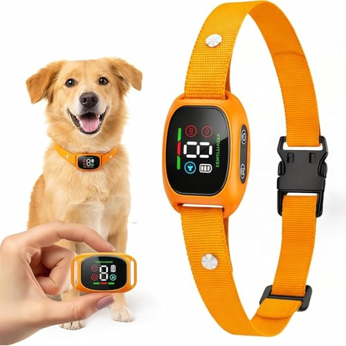 Kuisoe Antibellhalsband für Hunde Haustierfreundliches-Haustierfreundliches Halsband für Hunde das übermäßiges Bellen reduziert Für tägliches Tragen & Reisen – sicherer Schutz (Orange)