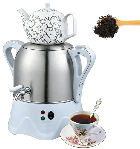 Tetera eléctrica turca de 2000W – Samovar eléctrico de acero inoxidable de 3L con tetera de cerámica de 1L, función de mantener caliente para preparar té turco, café y té de hierbas #2