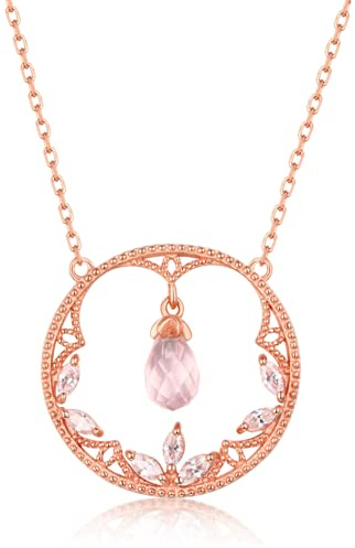Collar de plata de ley 925 para mujer, topacio 100% natural, granate, piedra preciosa de cuarzo rosa, joyería de boda de oro para dama de honor