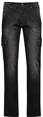 JEANS STETCH DIADORA DENIM STONE-WASHED 6 POCHES NOIR DELAVE - 172115C62080
