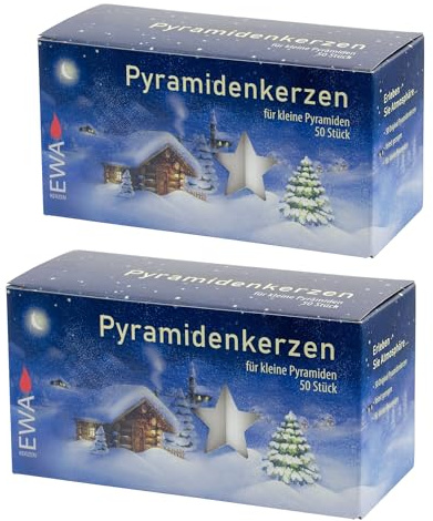 Sparpack Pyramidenkerzen Weiß – 2 x 50 Stück (100 Kerzen) – PK 50/500 Ø 14 mm x 74 mm – Ersatzkerzen für Weihnachtspyramiden & Schwibbögen