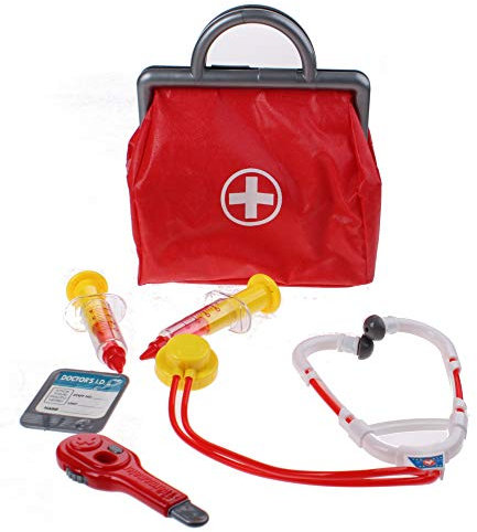 Johntoy 27576 Arzttasche mit Zubehören 6-teilig, Mehrfarbig
