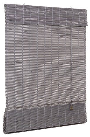 Ventanara® Raffrollo Bambus Bambusraffrollo Rollo inkl Montagematerial (grau, 150 x 220 cm)