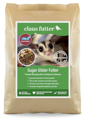 Claus Sugar Glider Food | 750 g | Alleinfuttermittel für Sugar Glider | Mit ausgewogenen Proteinen, Vitaminen und Kalzium | Reich an Obst, Gemüse und Insekten