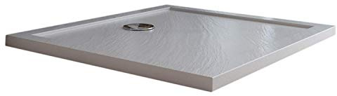 Idralite Plato de Ducha 80x120x4cm Rectangular Acrílico Borde Realzado Blanco Efecto Piedra Mod. Flower