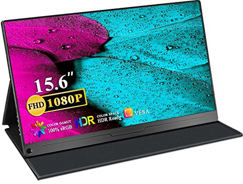 UPERFECT Portable Monitor, 15,6 Zoll Tragbarer Monitor 1920 x 1080 Full HD IPS Bildschirm mit HDMI/Type-C/USB-C Anschluß für PC, Laptop, PS 3/4/5, Xbo, Switch usw