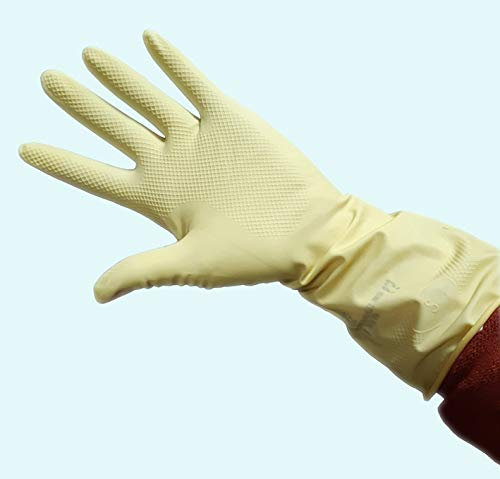 DSTOCK60 Haushaltshandschuhe, Gummi, wasserdicht, lang, für die Reinigung von Geschirrspüler und Wäsche, Gelb, Größe S