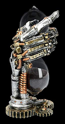 Steampunk Gothic Skelett-Hand Sanduhr - Time after Time | Fantasy Totenhand, Dekofigur, Statue, Skulptur, H 16 cm