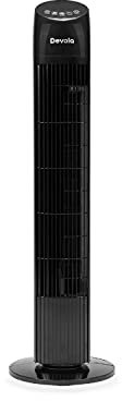 Devola Tower Fan with Remote Control - 33-Inch, Quiet Cooling Fan with Oscillation for Bedrooms, Home & Office | 3 Speeds, 3 Modes, 12H Timer - Black