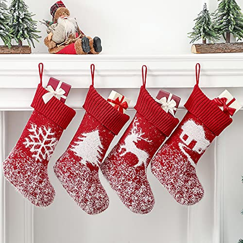 Weihnachtsstrumpf,Nikolausstrumpf,Nikolausstiefel zum Befüllen,Großer Weihnachtsstrumpf als Weihnachtsgeschenktasche Bonbontüte,Weihnachtsdeko zum Aufhängen für Wand,Kamin,Treppe,Weihnachtsbaum