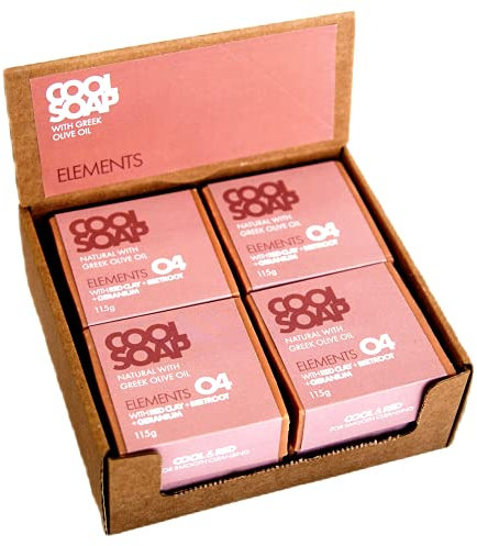 THECOOLPROJECTS Natürliche Olivenölseife Set 8x115g, Kokosöl Griechische Feuchtigkeitsseife, Rote Tonerde Geranie