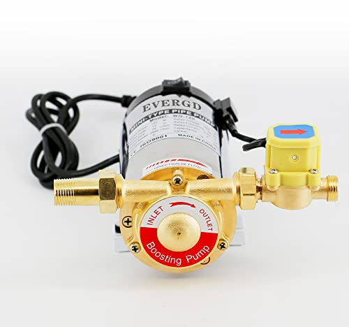 EVERGD Stainless Steel Electric Automatic Hot Cold Water Pressure Booster Pump for Shower Washing Machine Home Garden (120W)