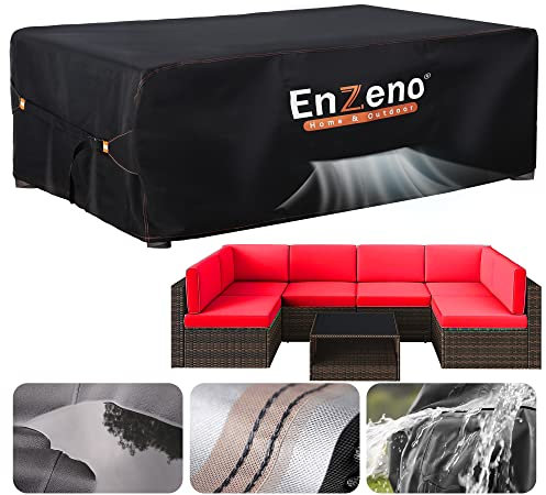 Enzeno Groß Gartenmöbel Abdeckung Wasserdicht mit Belüftungsöffnungen 280x205x106cm, Abdeckplane Schutzhülle für Gartentische Terrassenmöbel, Outdoor Sofa Tisch Möbelsets, Schwerlast Oxford Gewebe