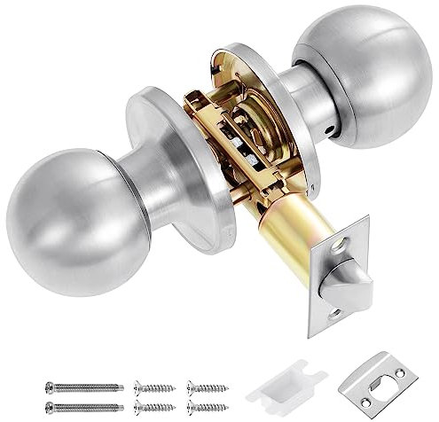 Faankiton Matte Door Handle, Internal Door Knob Set, Passage Door Knob for Interior Doors, Passage Keyless Door Lock Set, Stainless Steel, Silver, 60mm or 70mm