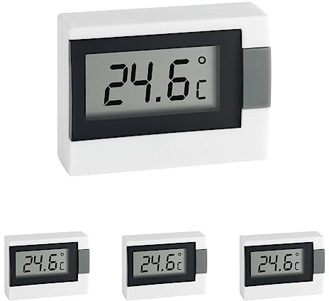 TFA Dostmann Digitales Thermometer, 30.2017.02, zur Messung der Innentemperatur, klein und handlich, weiß, L 54 x B 16 (30) x H 39 mm (Packung mit 4)