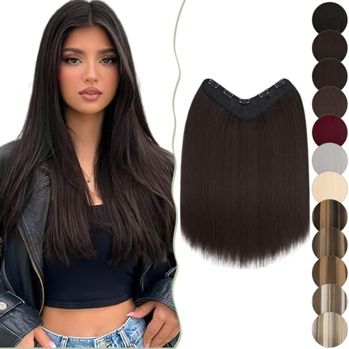 SEGO Clip in Extensions wie Echthaar 1 Pcs U-FÖRMIG Haarverlängerungen Haarteile mit 5 Klips 45 cm günstig glatt für Voller Kopf 160g Natualschwarz