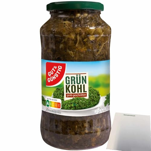 Gut&Günstig Grünkohl erntefrisch verarbeitet im praktischen Glas (660g Glas) + usy Block
