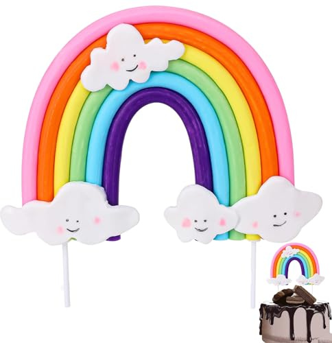 aqlbhz Rainbow Cake Topper, 16x10.5cm, Rainbow Color, 1pc, Plastic & Acrylic, Reusable, Suitable for Birthdays, Weddings, Anniversaries