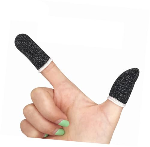 Homoyoyo Fingerschutz für Mobiles Gaming 10 Stück Rutschfeste und Ölbeständige Daumenhüllen aus Nylon und Silberstoff Atmungsaktive Touchscreen Fingerlinge für Handyspiele