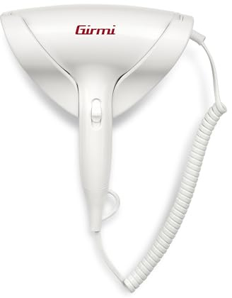 Girmi Ph03 Secador de Pelo Montado en Pared 1700 W, 2 Velocidades y 2 Temperaturas, Montar en la Pared, Termostato de Sobrecalentamiento, Blanco