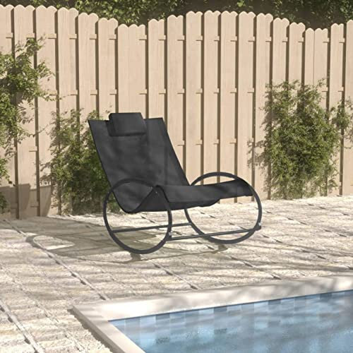 ZEYUAN Sonnenliege mit Kissen, Balkonliege, Gartenliege, Sonnenbett Outdoor, Gartenliegestühle, Freizeitliege, Strandliege, Gartenmöbel, Himmelsliege, Stahl und Textilene Schwarz