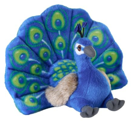 Wild Republic Cuddlekins Eco Mini Pfau, Kuscheltier, 20 cm, Plüschtier, Füllung besteht aus gesponnenen recycelten Wasserflaschen, umweltfreundlich, Blau