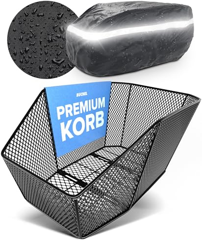 BÜCHEL Fahrradkorb hinten | XXL Jumbo Pro inkl. Befestigungsmaterial für Fahrrad Gepäckträger | bis 10kg Traglast | Fahrradkorb für Kinderfahrrad (XXL Jumbo Pro inkl. Regenschutz)