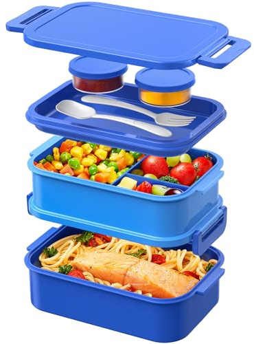WayEee Lunchbox Erwachsene 2130ml Groß Volumen Bento Box Auslaufsicher Brotdose Erwachsene BPA Frei für Büro, Schule