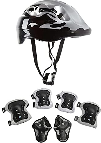 Ginocchiere per bambini con casco, ginocchiera per bambini 3-10 anni, protezione per skateboard, , stunt scooter, bicicletta, pattini a rotelle