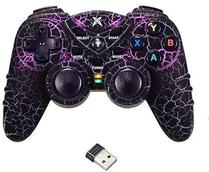 NBCP PC Wireless Game Controller mit Dual Vibration, 2.4G Gaming Joystick, RGB Beleuchtung und Turbo Funktion für Windows 7/8/10/11 & Steam