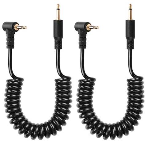 CERRXIAN 2.5mm Audio Cable, 2.5mm TS 2-Pole Male to Male Stereo Audio Aux Coiled Cord for Camcorder, Camera,Camera Remote,Headphone,IR Blaster & IR Emitter - 3ft (M to ML)