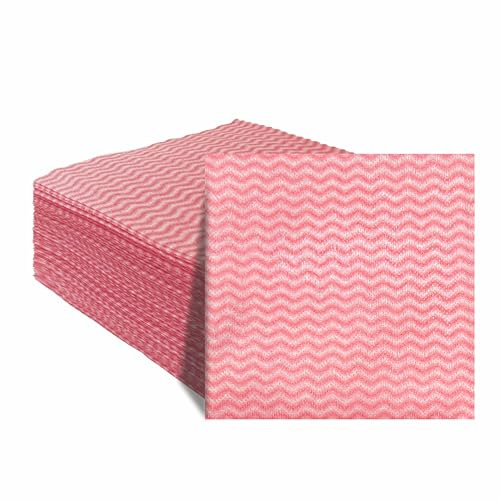 JEBBLAS Handi Wipes Reusable Cloths Dry Cleaning Cloths Dish Towel Kitchen Towel Handy Cleaning Wipes,Pack of 50, Red