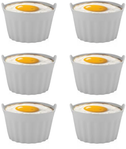 Ramekins for Air Fryer, 6PCS Air Fryer Egg Poacher, Nonstick Silicone Egg Mould for Fried Eggs, Silicone Muffin Moulds Air Fryer Accessories for Poached Eggs Muffin Cake, Set of 6 -Grey