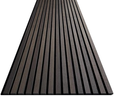 Display Guru Sturdy & Durable Wooden Slat Acoustic Wall Panels & Ceiling Panels with Fibre Sound Absorbing (8, Deep Smoke Natural Oak)