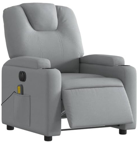 KOIECETA Relaxsessel Sessel mit Liegefunktion Fernsehsessel Verstellbare Rückenlehne Neigungssystem Liegesessel Ruhesessel Polstersessel (Hellgrau, Elektrisches Neigungssystem)