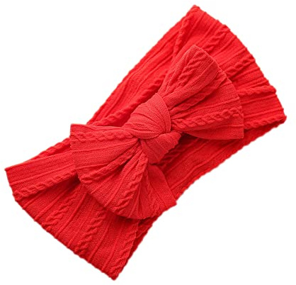 Anevous 1 styck babyturban pannband baby, nylonpannband baby rosett pannband, mjuk rosett huvudbonad elastiskt hårband för nyfödda, småbarn, röd
