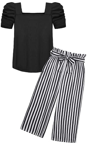 Arshiner Ragazza Set di Abbigliamento Bambina Tshirt con Stampa Pantaloni Set Estate Completi e Coordinati per Ragazze 13-14 anni 160