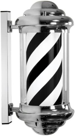 VAESAZDSZ Lámparas de Pared Poste de barbero, Poste de barbería para peluquería, luz LED giratoria para Letrero, lámpara de Pared para Exteriores para barbería, Blanco y Negro
