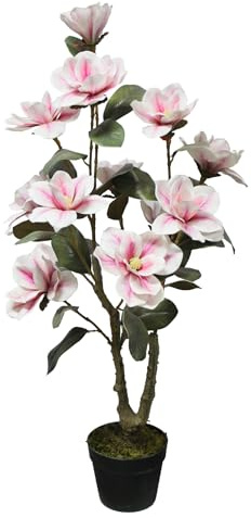 Lacers SMARAGDLINE künstliche Magnolie im Topf - 95cm Kunstpflanze Dekoration wie echt wirkende Blätter & Blüten/Real Touch/Deko - Kunstblume für Ihr Zuhause, Balkon und Büro