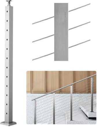 VEVOR Ringhiera per Recinzione da Balcone 1067x100x100 mm da Giardino Balcone Ponte, Poli per Gradini 30°, Kit di Palo per Balaustrata da Terrazza, Argento, 1JZLGZXYS1062TLWC001V0