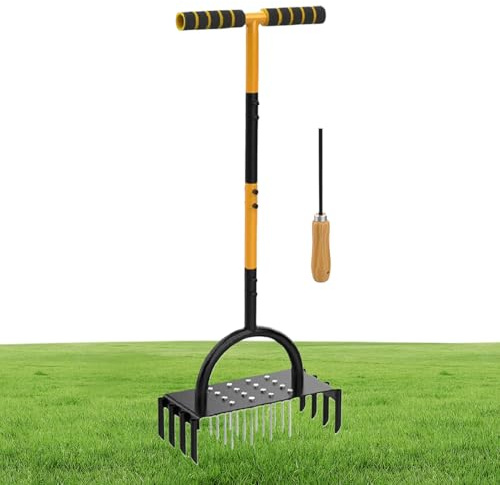 Aerator de pelouse, Aerator Yard,Aérateur d'du Sol avec Un Manche en T sans Glissement | Outil de relâchement des sols et de Trou d'air pour Le Sol pour Jardin farmage de la Ferme
